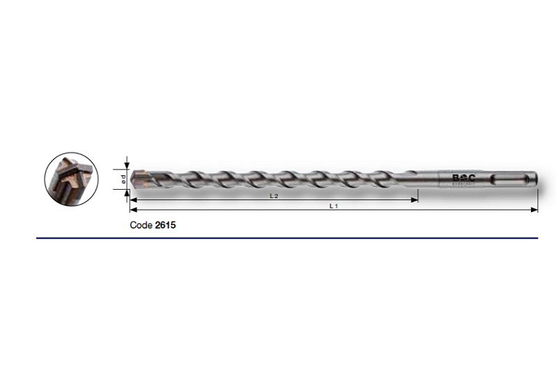 Буры SDS+ 4-X с 4 режущими кромками и 2-кратной спиралью серия 2615 Bohrcraft